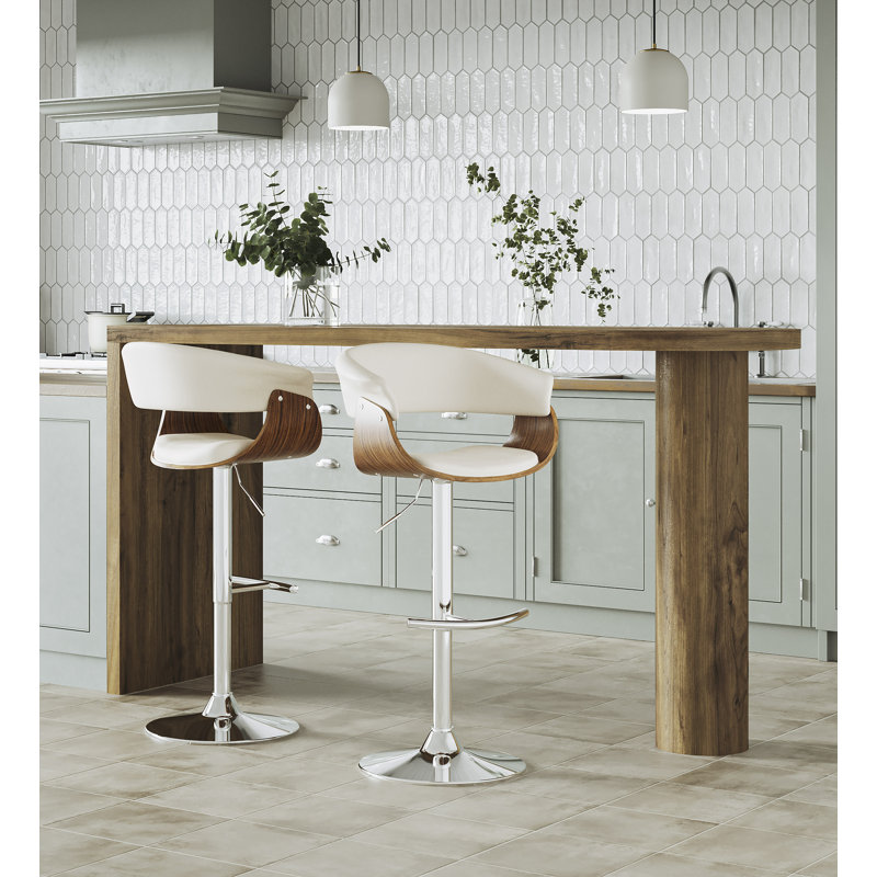 Tabouret de bar pivotant réglable en hauteur Amein, Crème