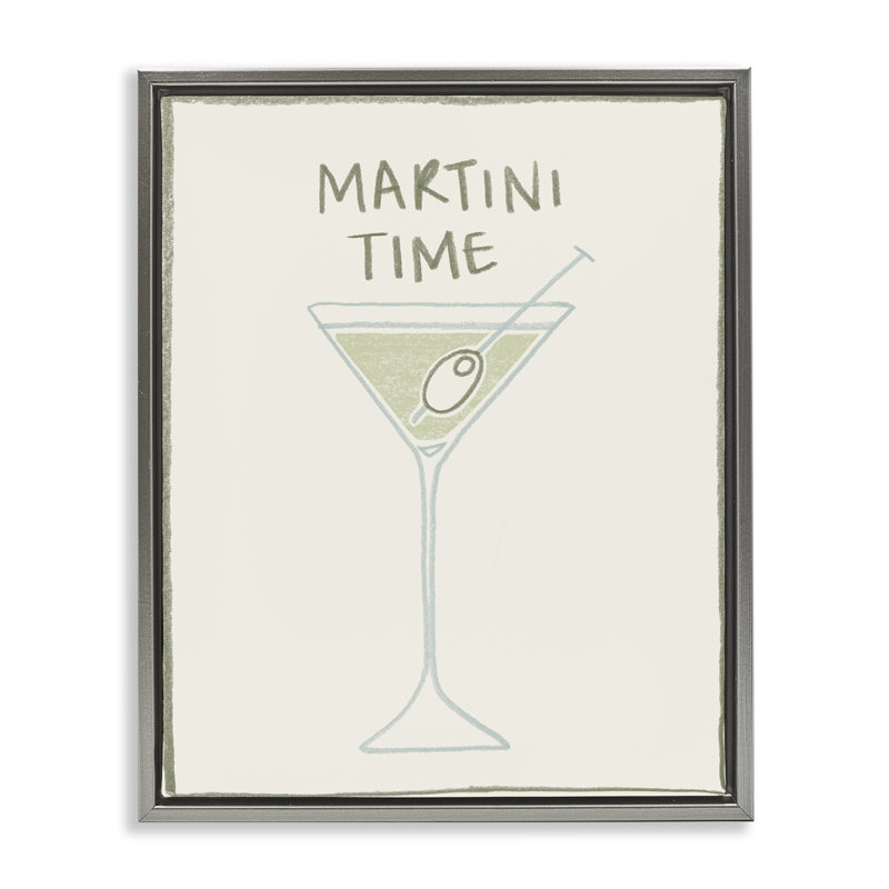 Cadre flottant Minimal Martini Time, design par Grace Popp, Cadre flottant gris lustré, H 21 po x l 17 po