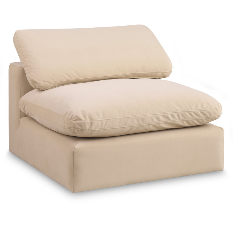 Hudaifa Velvet Armchair, Beige Velvet