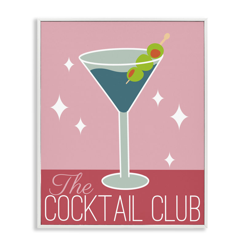 «Cocktail Club», estampe numérique par Anna Quach, Estampe numérique encadrée blanc bord de mer, H 30 po x l 24 po
