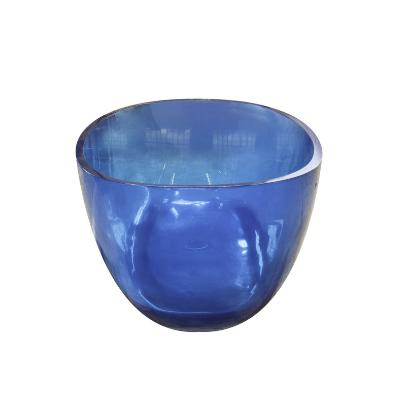 Baignoire de trempage ovale bleue transparente, 64 pouces, autoportante, pour salle de bain