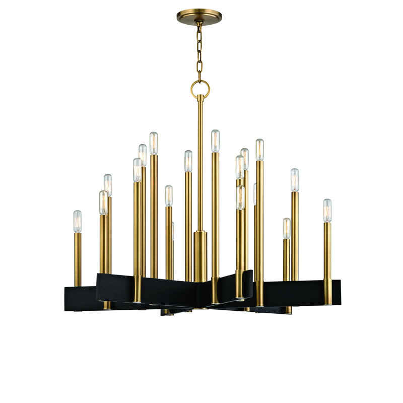 Abrams 18 - Light Chandelier, Aged Brass