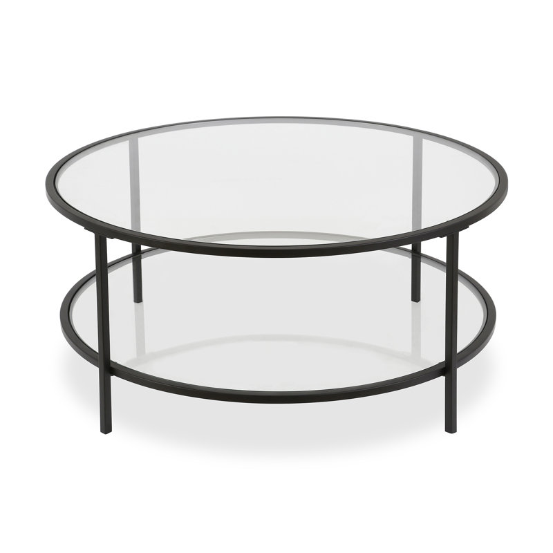 Four Leg Coffee Table with Storage, Blackened Bronze