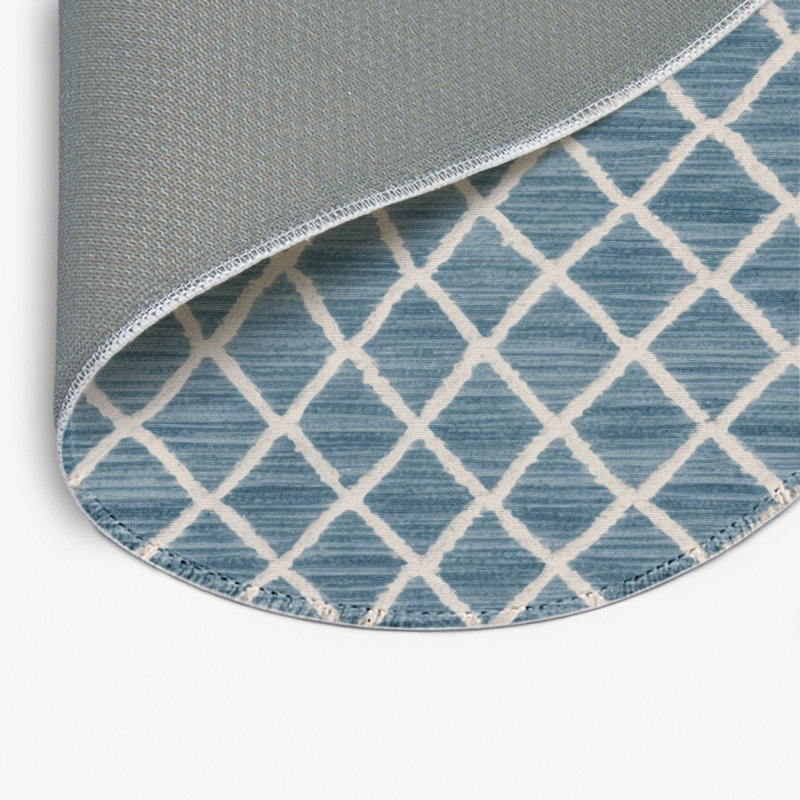Tapis bleu intérieur et extérieur Trellis, Rond 5 pi