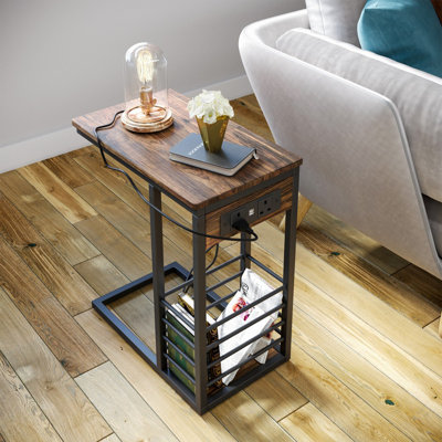 Jackqueline Frame End Table with Built-In Outlets