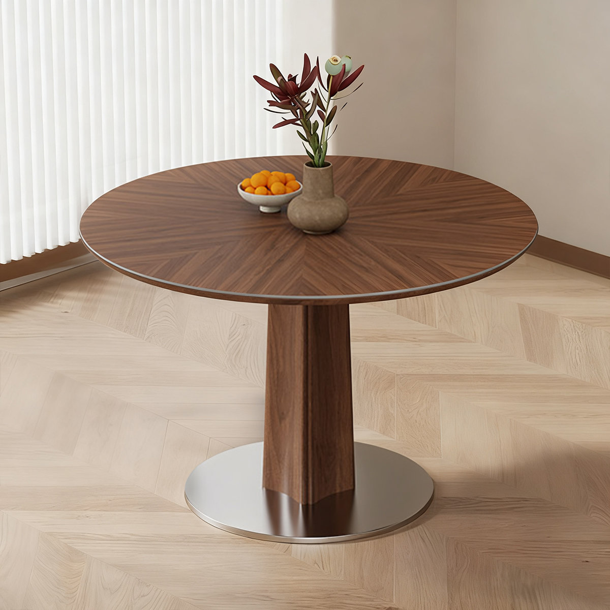 Corrigan Studio® Walnut Round Sintered Stone Dining table | Wayfair