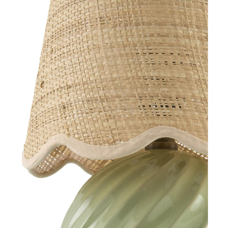 Wyatan Table Lamp, Green, Rattan