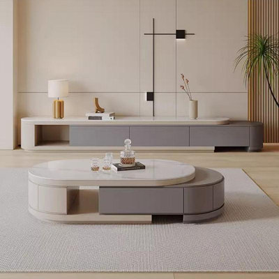 Italian Style Expandable Rock Slab Coffee Table