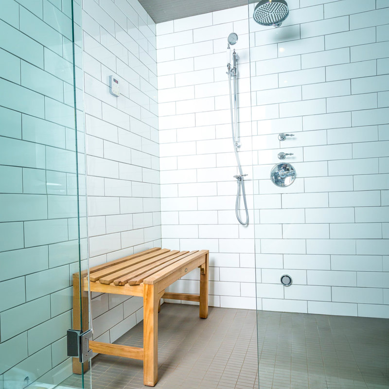Teak Wood Curved Spa Shower Bench 47"