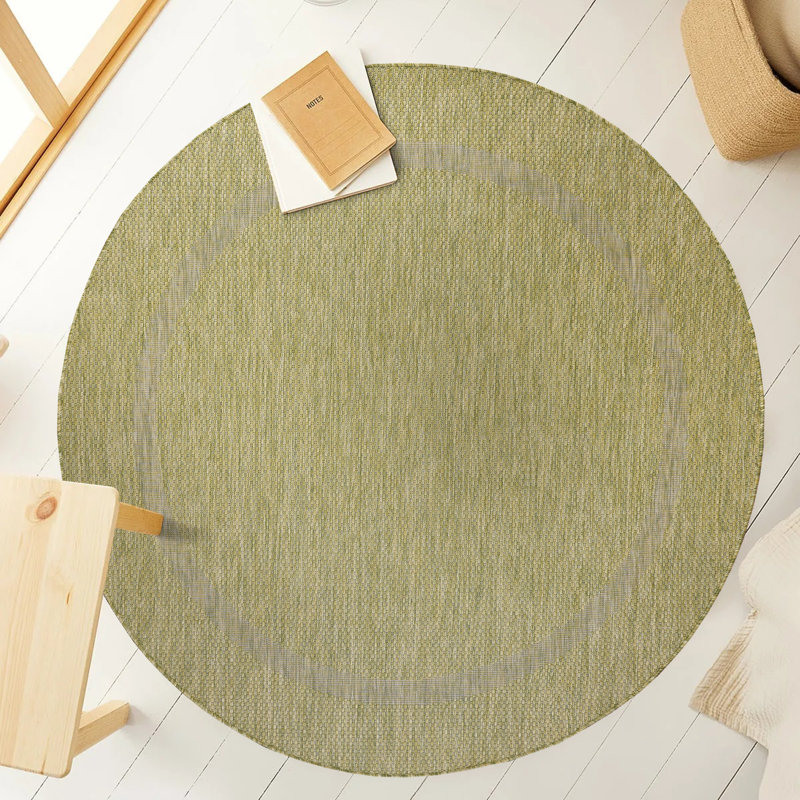 Kaleb Unicoloured Flatweave Indoor / Outdoor Area Rug, Round 160cm