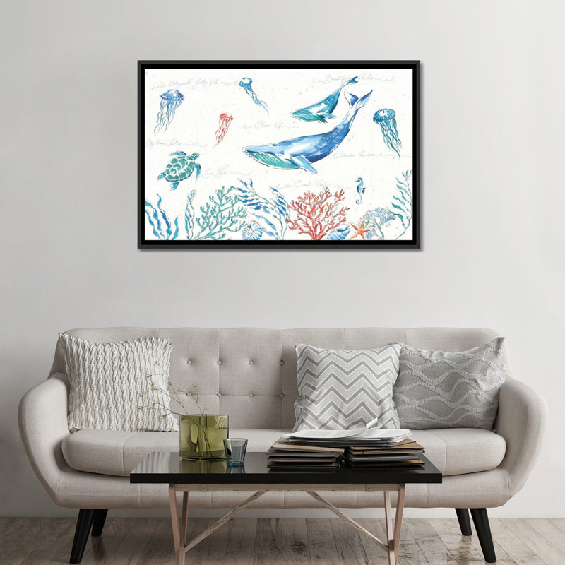 " Maritime I " by Daphne Brissonnet, 18" H x 26" W x 1.5" D, Black Framed Canvas, No Mat
