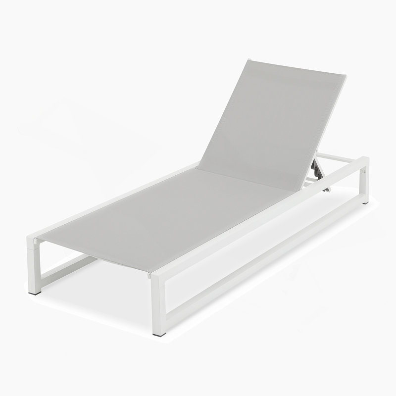 5-Level Adjustable 2-Piece Outdoor Chaise Lounge, Durable Aluminum Frame & PVC-coated polyester Mesh, For Patio/Poolside, 2