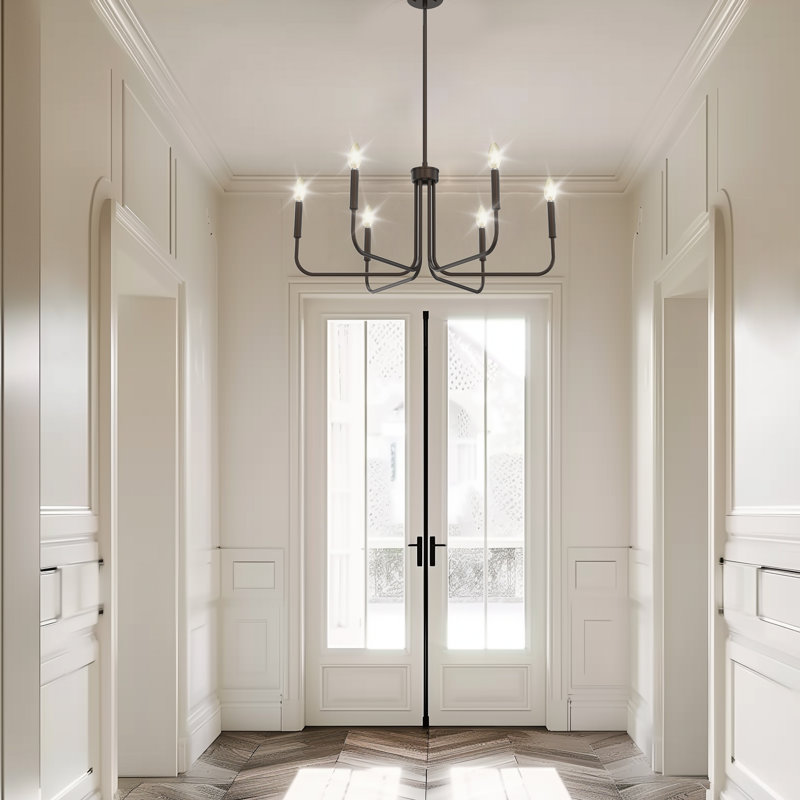 Chandelier 6 Light Industrial Style, Bronze