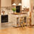 39.4'' L Modern Rolling Kitchen Island With Drop Leaf Countertop And Wine Rack, Wooden Kitchen Cart With 2 Storage Drawers And Towel Rack-1967885576