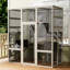Maison pour chat d'extérieur en bois massif gris, 5 plateformes, 2 taches douillettes douillettes, protection, abri imperméable, content de sérénité