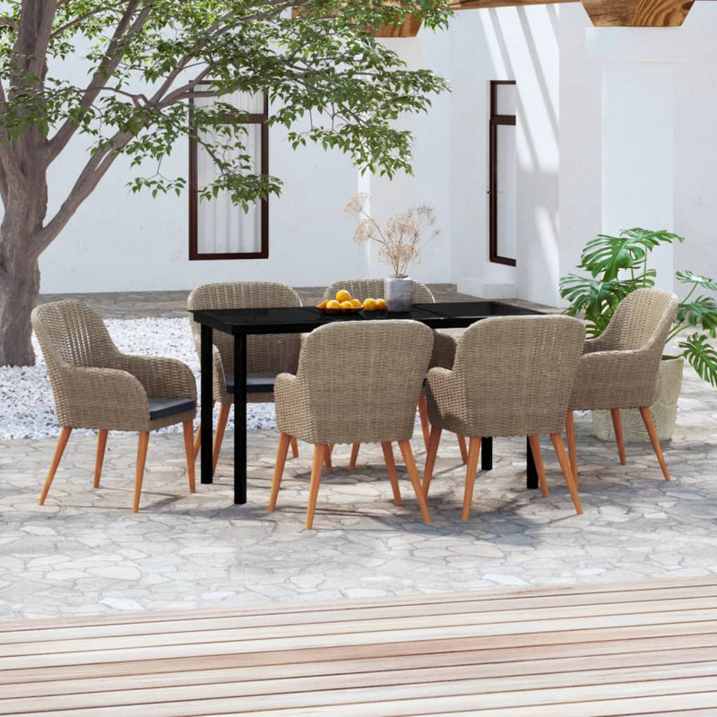 Jaicarious Dining Set, Brown, 6, 29.1" H x 55.1" W x 23.6