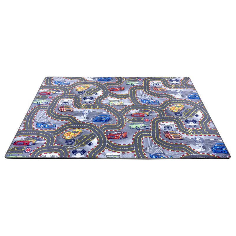 Race Track Tufted Grey/Blue Indoor Rug, Rectangle 160 x 240cm