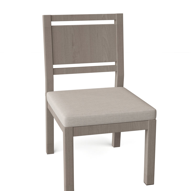 Avondale Teak Outdoor Side Chair, Huître teck, Lin Dove Sunbrella®, Pas de soudure
