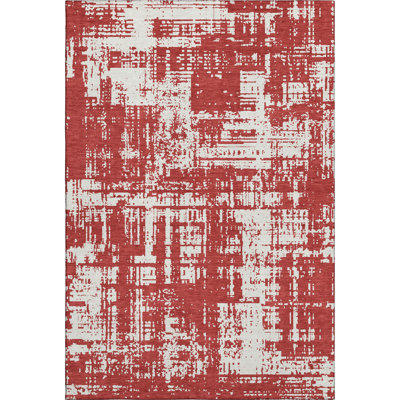 Premium Machine Washable Prisco Red Rug