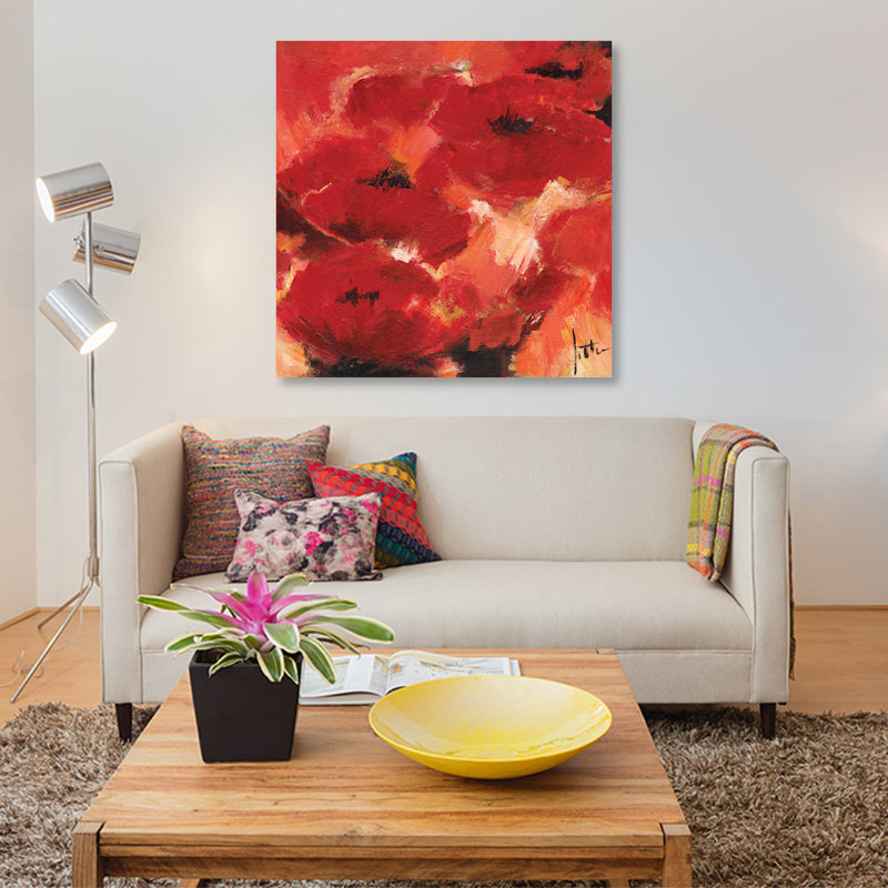 «Abstract Flowers II», impression sur toile, H 37 po x l 37 po x P 1,5 po, Toile tendue, Pas de tapis