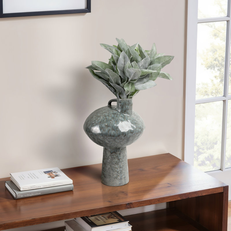 Vase en faïence de poterie fabriqué à la main avec motif sculptural et finition émaillée - Décoration décorative moderne en céramique pour la maison et le bureau