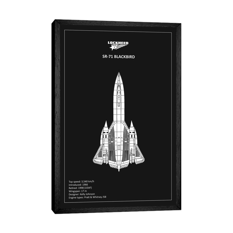 BP Lockheed SR-71 1 Piece Wall Art on Canvas, 101.6 cm H x 66.04 cm W, Black Framed