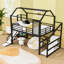 Lit mezzanine en métal avec toit, glissade et tablettes de rangement-1809622794-1809622795