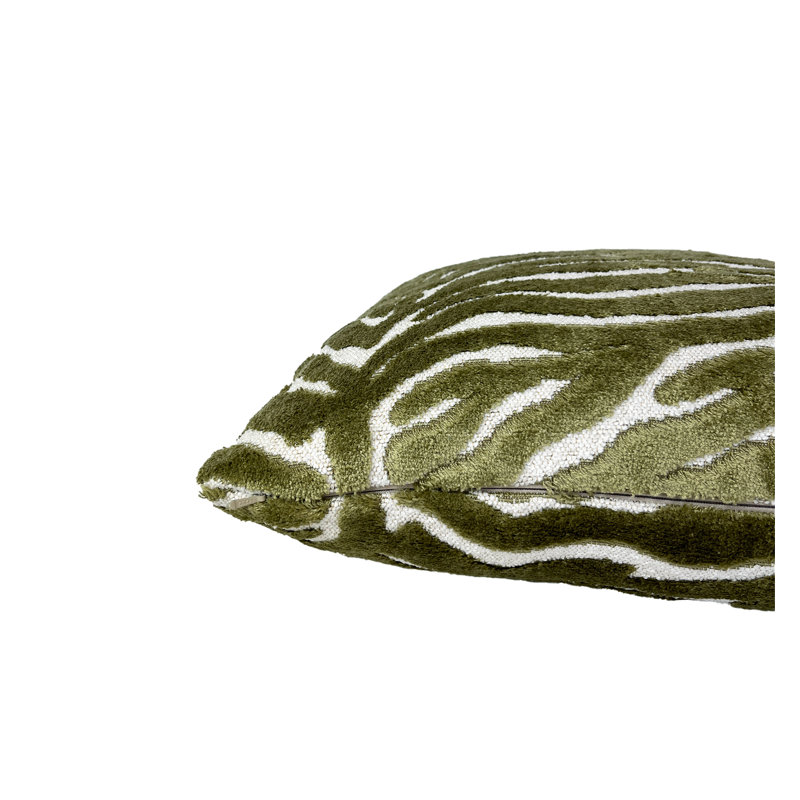 Housse de coussin en velours zébré, Olive, H 22 po x l 22 po