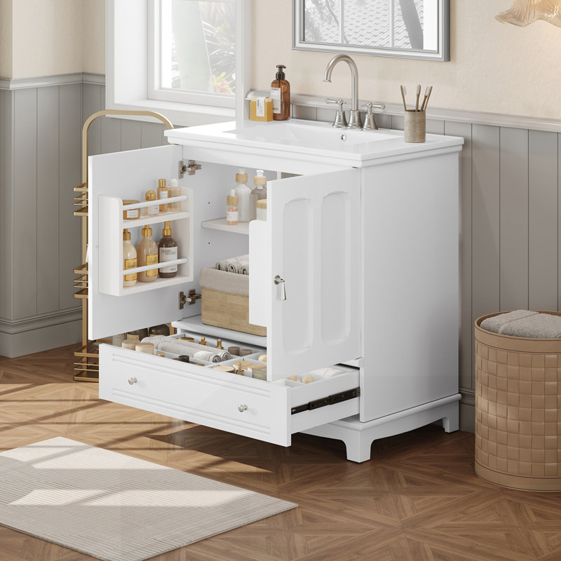 Meuble-lavabo 30 po avec lavabo en céramique, Blanc