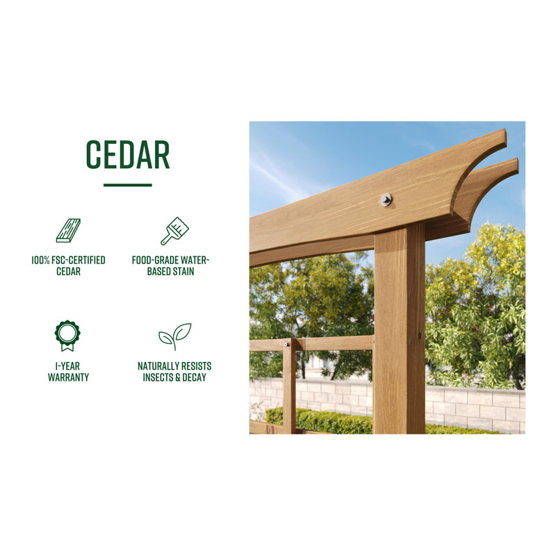 Golden Brown Cedar Garden Arbor with Lattice Panels