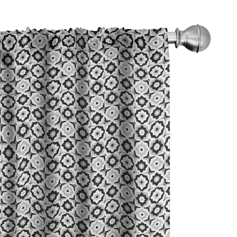 Quatrefoil Geometric Semi-Sheer Rod Pocket Sliding Panel, 28" x 84"