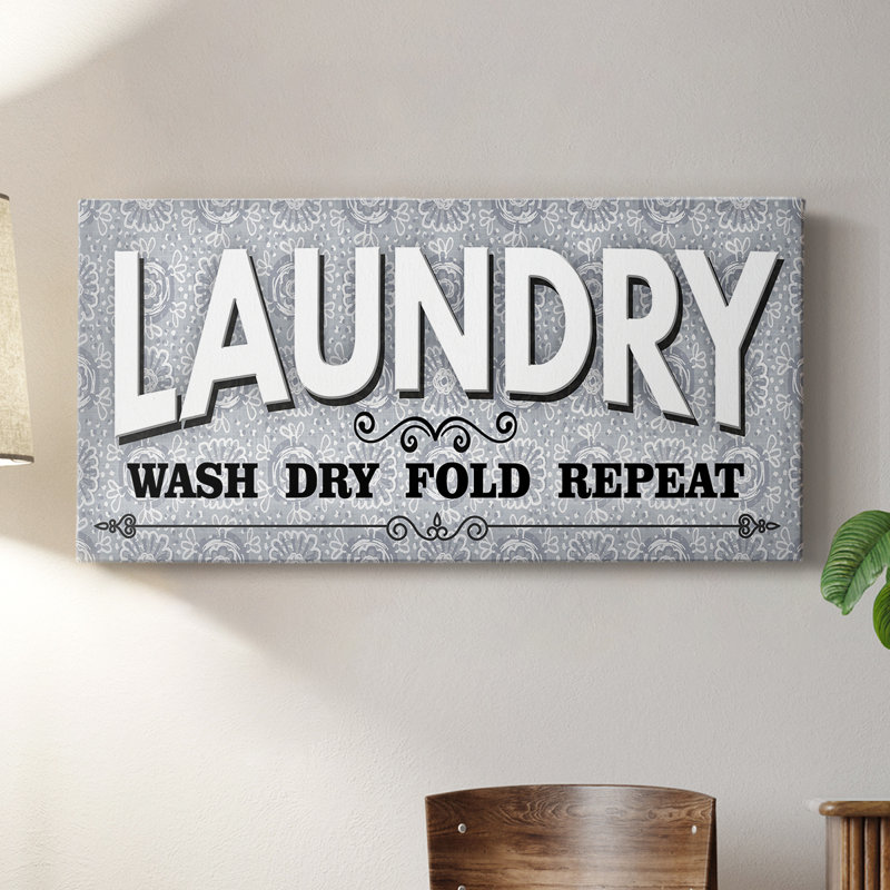 Laundry Sign Wash- Gallery Wrapped Canvas -Ready to Hang, 16" H x 32" W