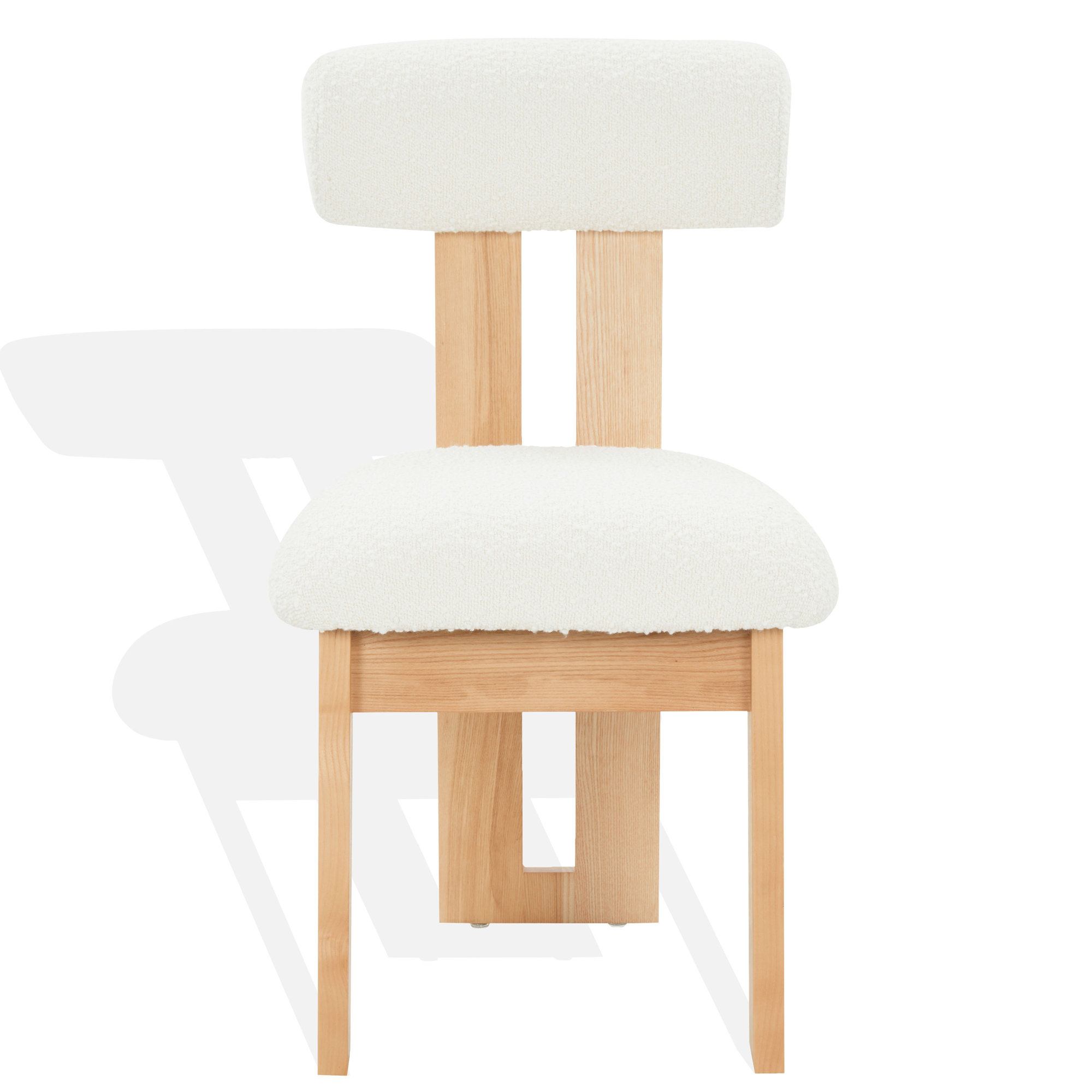 Dellar Boucle Upholstered Back Dining Chair, Ivory
