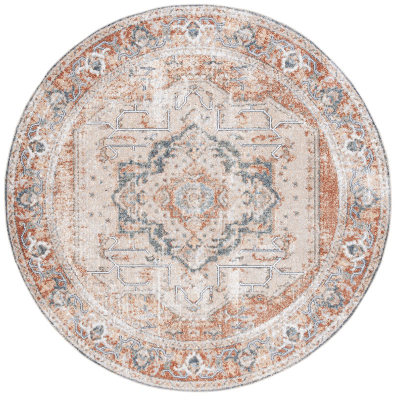 Ortraud Performance Machine Washable Oriental Rug, Round 6'7"