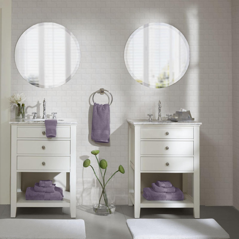 Ensemble de serviettes antimicrobiennes 100% coton 8 pièces, Mauve clair