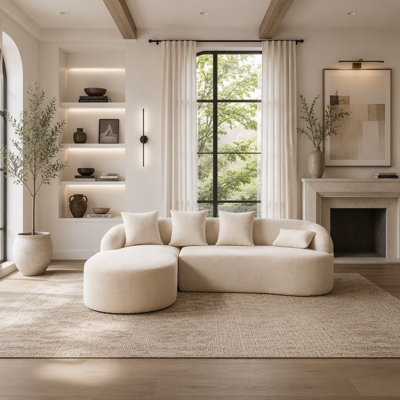 Modular Boneless L-Shape Sofa with Curved Chaise