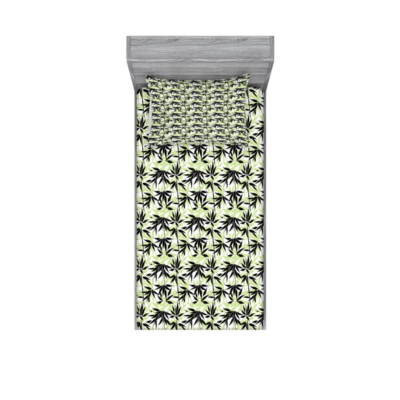 Ensemble de draps floral asiatique, Ensemble de draps pour lit simple avec drap-housse