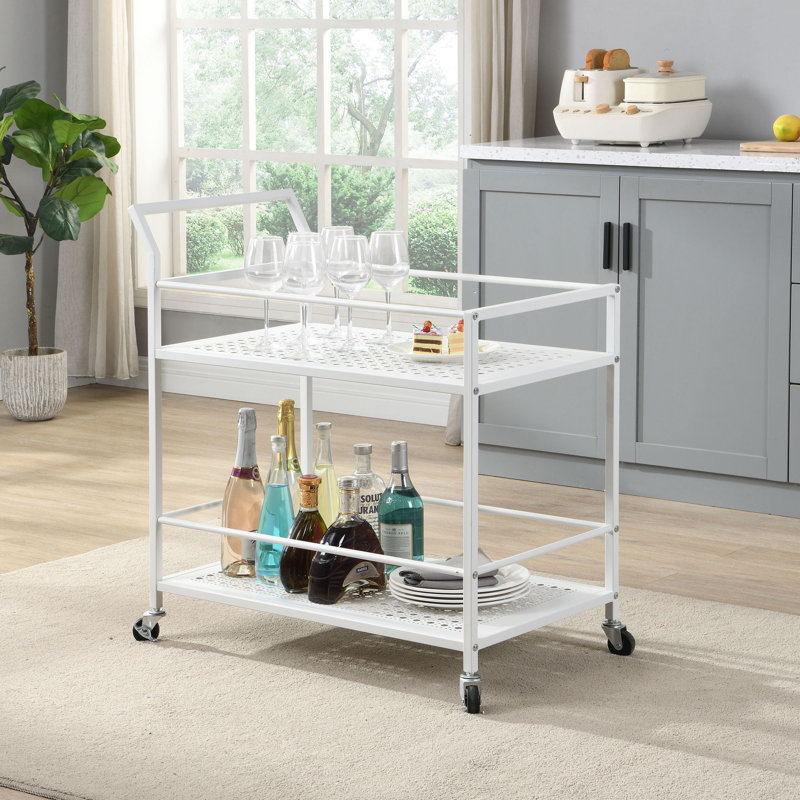 Metal Bar Cart, White