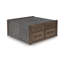 Kio Coffee Table, 40 Inch Square Faux Cement Top And 8 Drawers, Brown