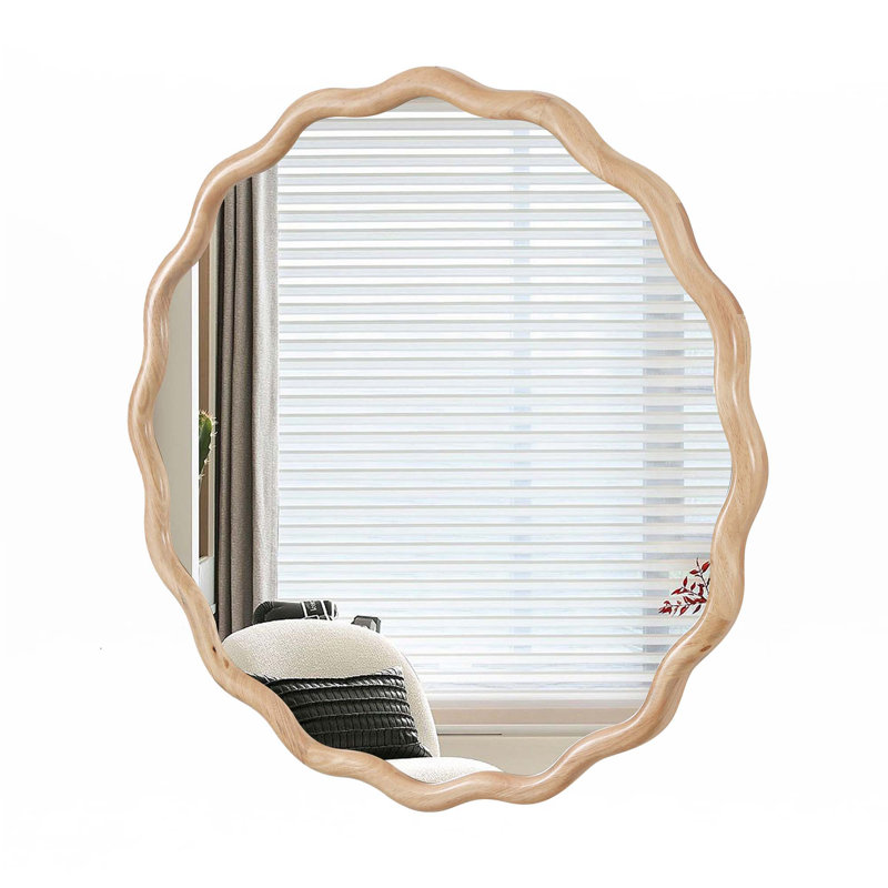 Miroir de meuble-lavabo mural en bois massif, 31 po x 31 po, Naturel