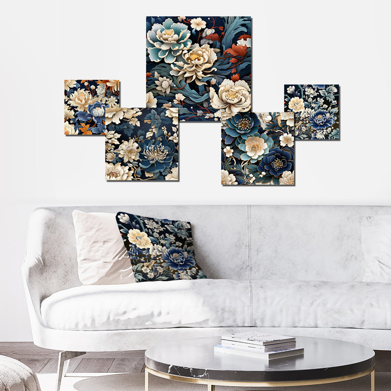 Woburn - Ensemble d'art mural floral de 5
