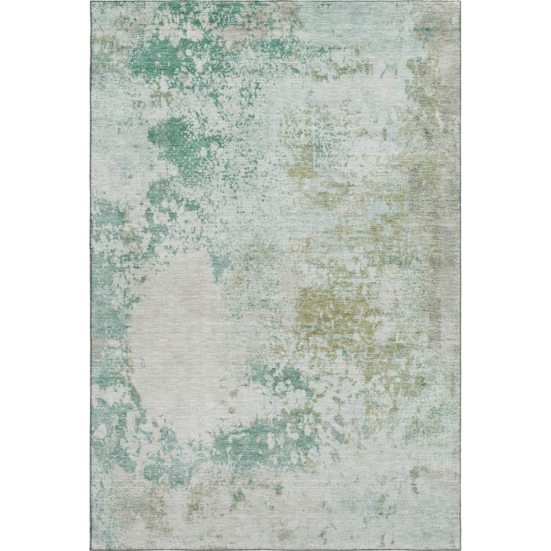 Premium Machine Washable Mayfield AMF2070 Abstract Rug, 3' x 5', Putty