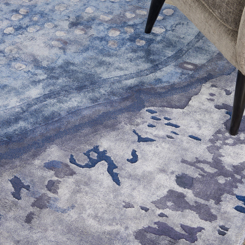 Viscose Abstract Indoor Rug, Rectangle 3'9" x 5'9"