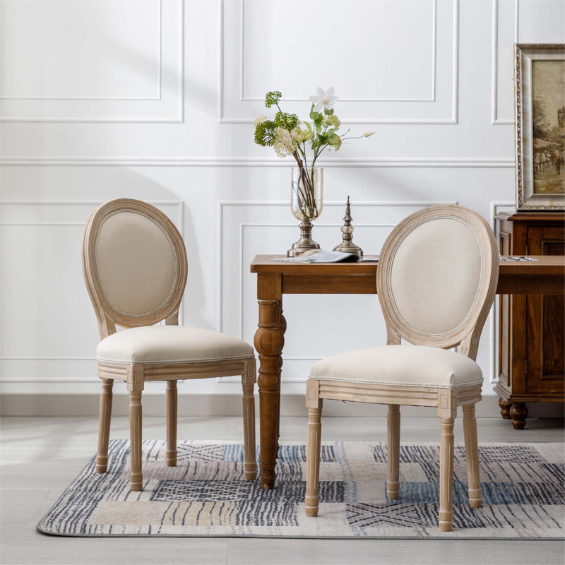 Ensemble de 2 chaises de salle à manger à structure ovale en bois franc de style français