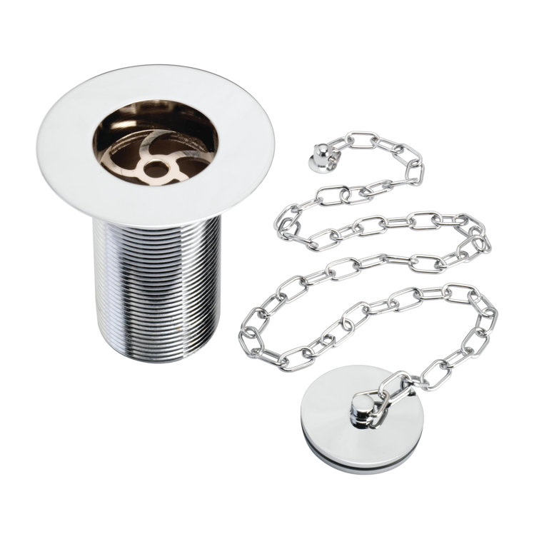 Traditional Unslotted Belfast 8.5cm Chain and Stopper Waste Kitchen Sink Drain With Overflow