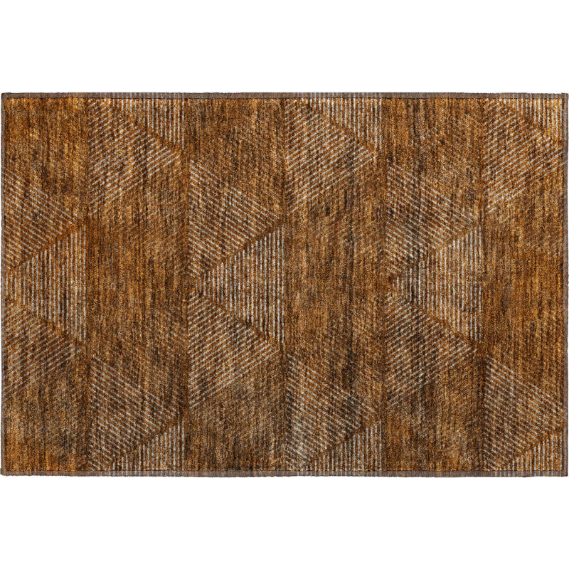 Premium Machine Washable Prisco Terracotta Rug, Rectangle 1'8" x 2'6"