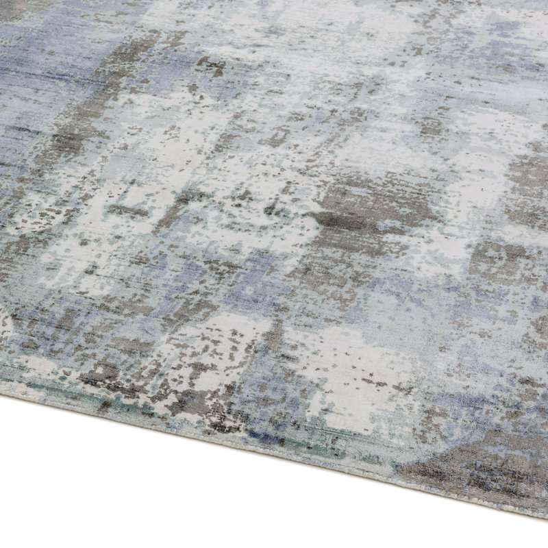 Midhurst Hand Woven Silky Blue/Grey Area Rug, Rectangle 160 x 230cm