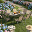 Ensemble de table de salle à manger 7 pièces avec trou pour parasol et 6 chaises pliantes-1408787962