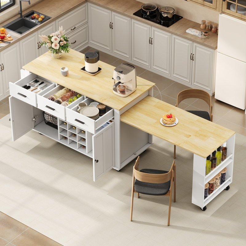 136 cm W Kitchen Island with Top, White