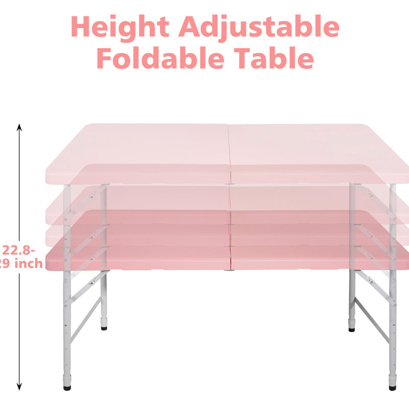 Table de camping pliante rose Avey Pour les aventures intérieures et extérieures. Poids maximal de 135 kg. Pliable avec prise fixe pour faciliter le transport. Plateau de table lisse et imperméable. Base triangulaire augmentée
